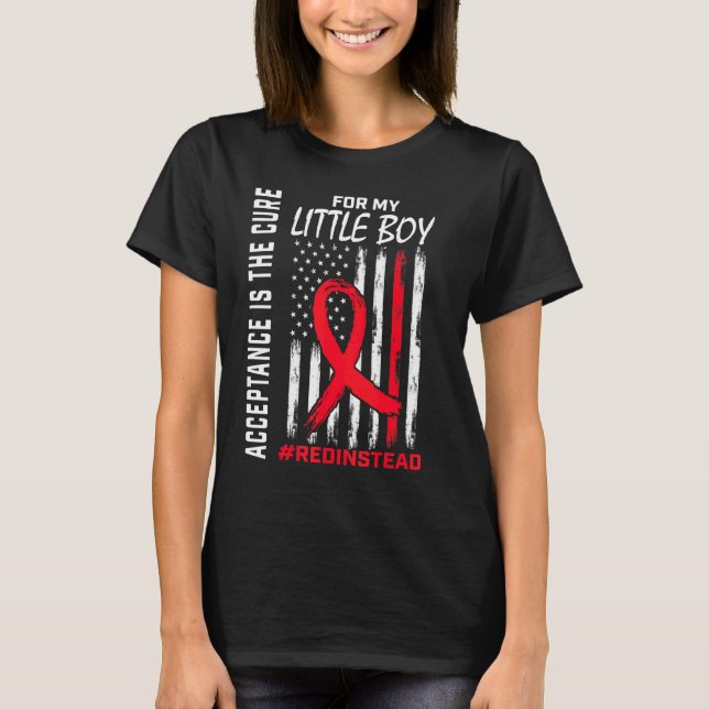 Acceptance Redinstead Wear Red Instead Autism Son  T-Shirt (Front)