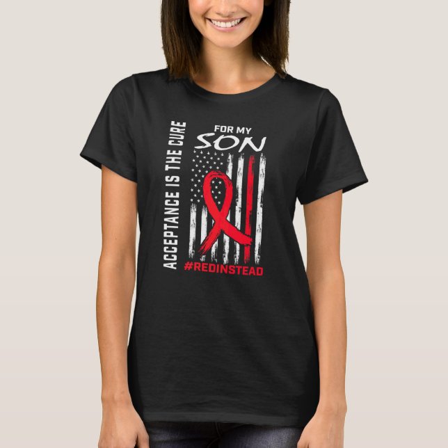 Acceptance Redinstead Wear Red Instead Autism Son  T-Shirt (Front)