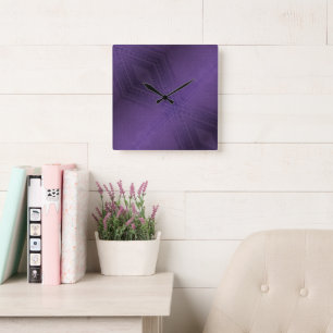 Acceptance   Violet Eclectic Boho Pattern Square Wall Clock