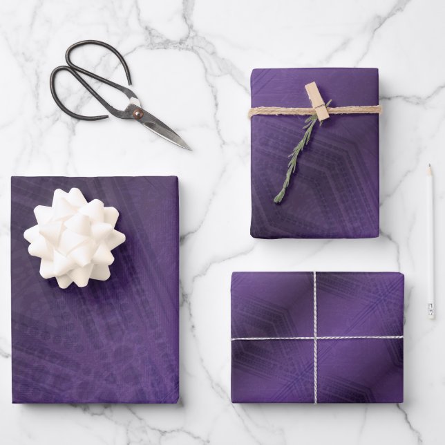 Acceptance | Violet Eclectic Boho Pattern Wrapping Paper Sheet (Front)