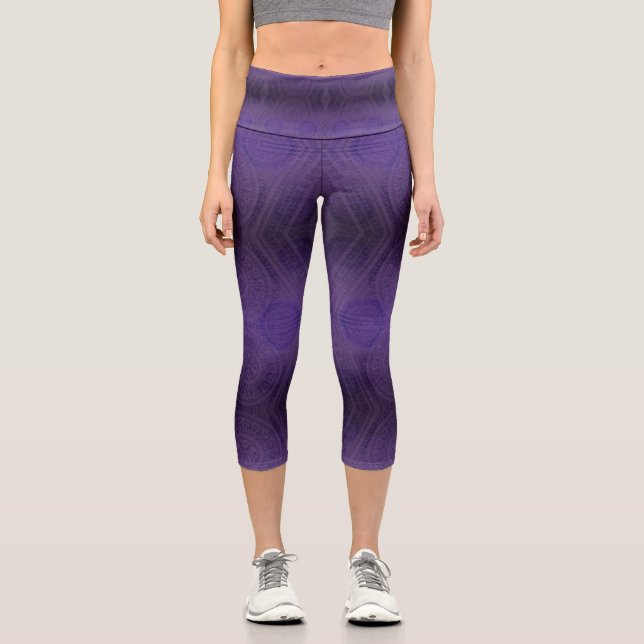 Acceptance | Violet Meditation Medallions Capri Leggings (Front)