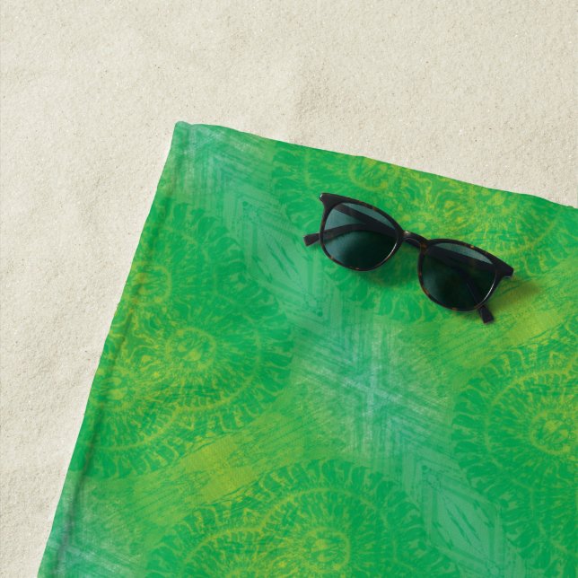 Acceptance | Yellow Green Blue Boho Medallions Beach Towel (In Situ)