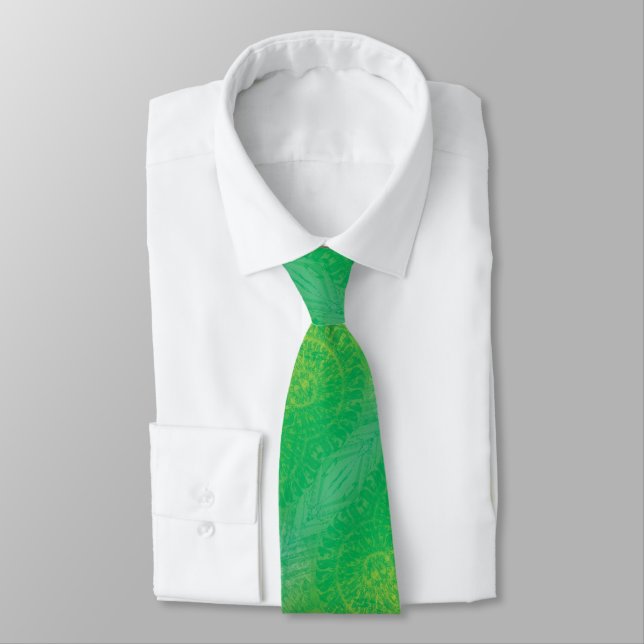 Acceptance | Yellow Green Blue Boho Medallions Tie (Tied)