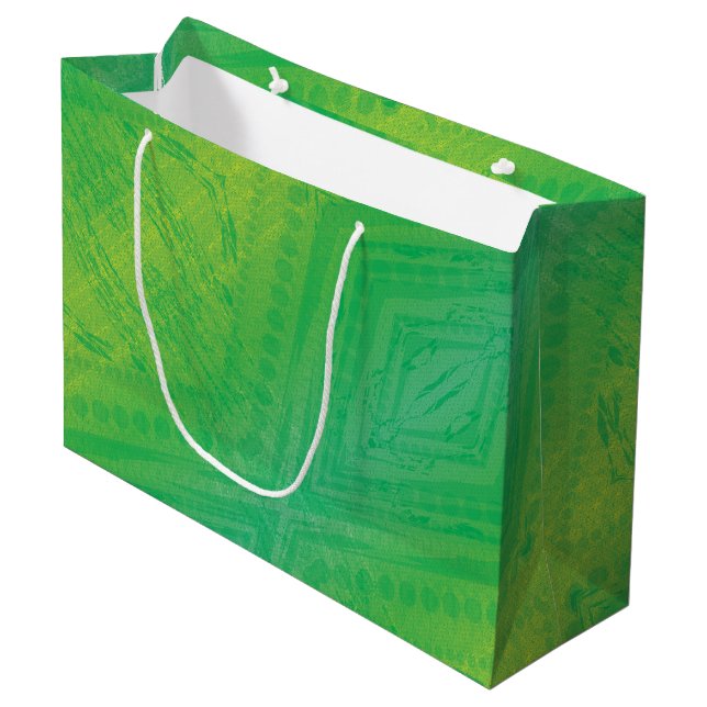 Acceptance | Yellow Green Blue Shibori Pattern Large Gift Bag (Front Angled)
