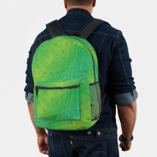 Acceptance Yellow Green Blue Shibori Pattern Printed Backpack