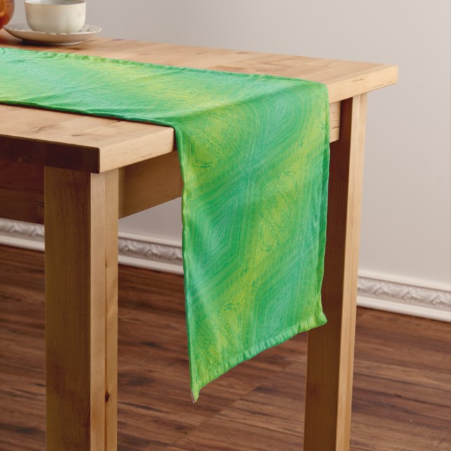 Acceptance | Yellow Green Blue Shibori Pattern Short Table Runner (In Situ)