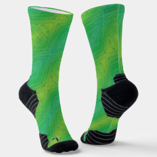 Acceptance Yellow Green Blue Shibori Pattern Socks