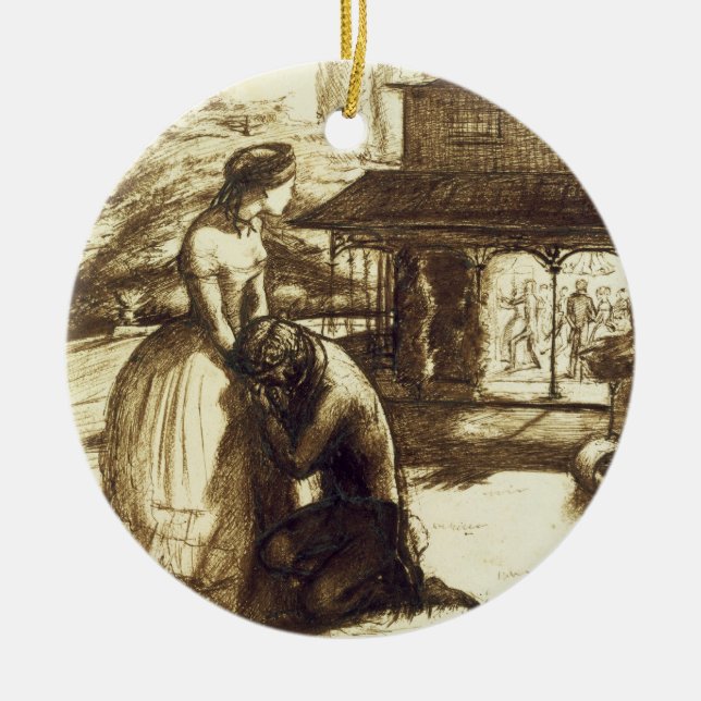 Accepted, 1853 (pen & brown ink on paper) ceramic tree decoration (Front)
