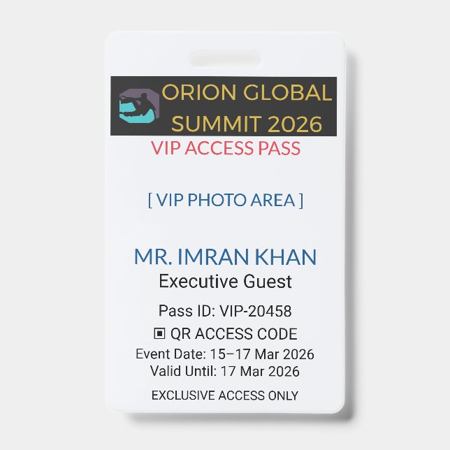 Access Badge Identification | Conference ID Badge (Front)