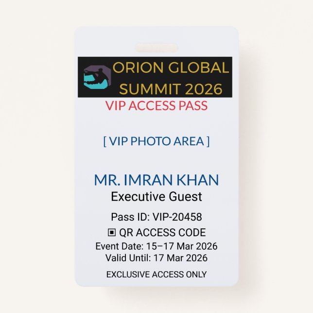Access Badge Identification | Conference ID Badge (Front)