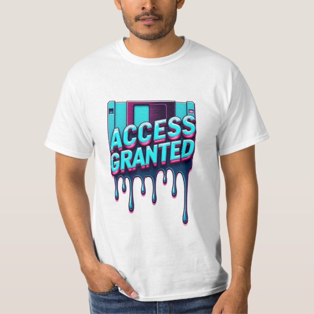 Access Granted | Retro Hacker Floppy Disk Graphic T-Shirt (Front)