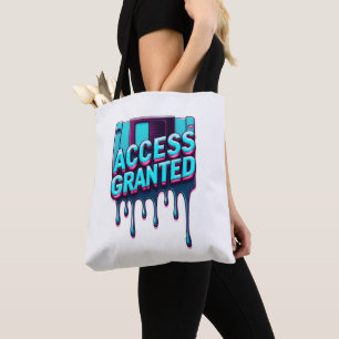 Access Granted   Retro Hacker Floppy Disk Graphic Tote Bag