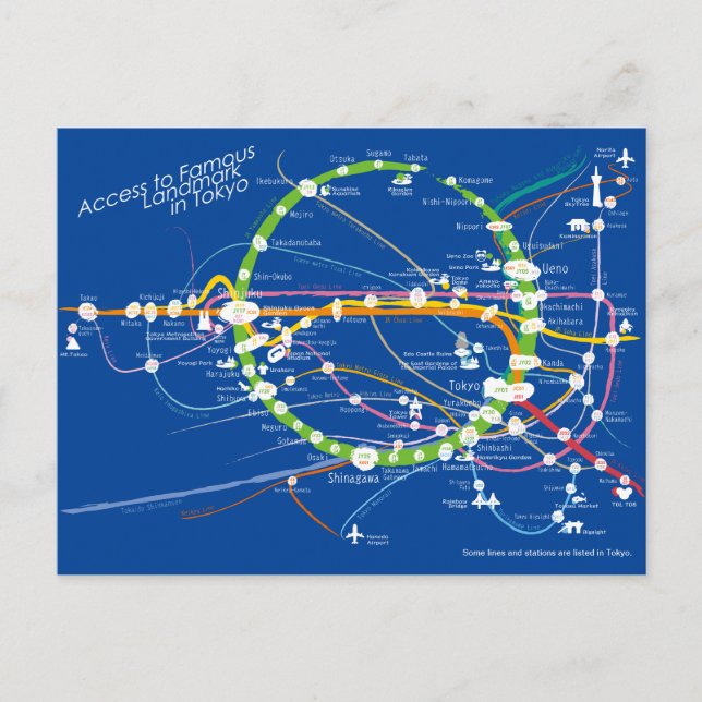 Access to Famous Landmark in Tokyo rev2 blueback P Postcard (Front)