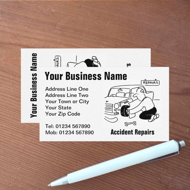 Accident Repairs Cartoon Business Card (Creator Uploaded)