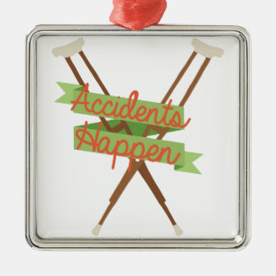 Accidents Happen Crutches Metal Tree Decoration