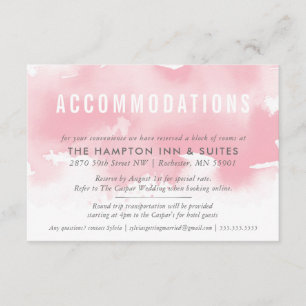 ACCOMMODATION CARD stylish watercolor blush pink