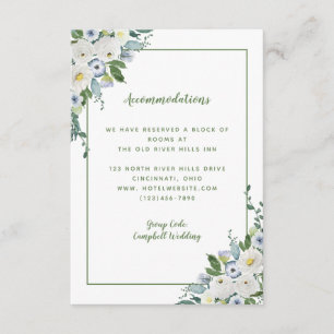 Accommodation Details Elegant Watercolor Green Enclosure Card