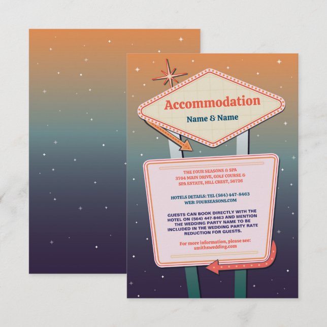 Accommodation Wedding Las Vegas Casino Enclosure Card (Front/Back)