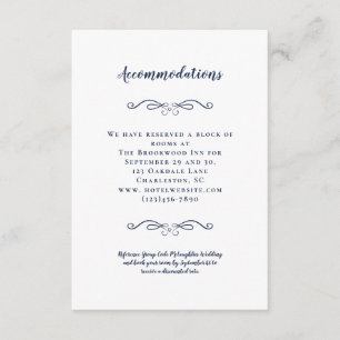 Accommodations Elegant Chic Blue Wedding Details Enclosure Card