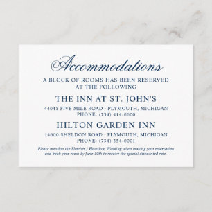 Accommodations Elegant Navy Calligraphy Enclosure Card