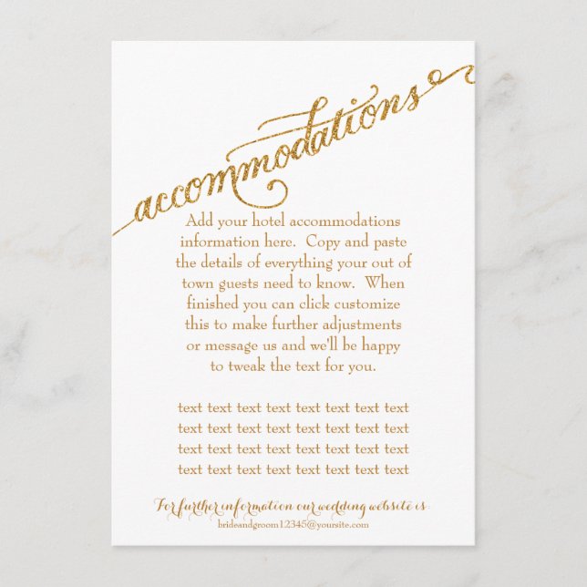 Accommodations Script Forever in Love Gold Glitter Enclosure Card (Front)