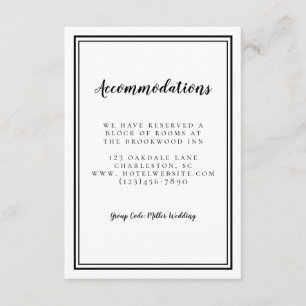 Accommodations Simple Black & White Wedding Chic Enclosure Card