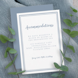 Accommodations Simple Dusty Blue Detail Wedding Enclosure Card