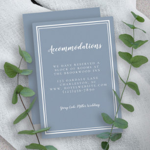 Accommodations Simple Dusty Blue White Wedding Enclosure Card