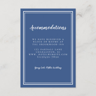 Accommodations Simple Modern Blue White Wedding Enclosure Card
