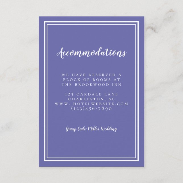 Accommodations Simple Periwinkle Blue Wedding  Enclosure Card (Front)