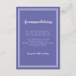 Accommodations Simple Periwinkle Blue Wedding  Enclosure Card