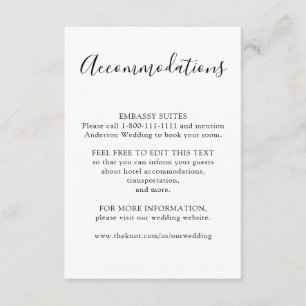 Accommodations Wedding Insert Minimalist Script