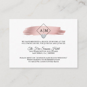 ACCOMMODATIONS Wedding Rose Gold Foil Monograms Enclosure Card