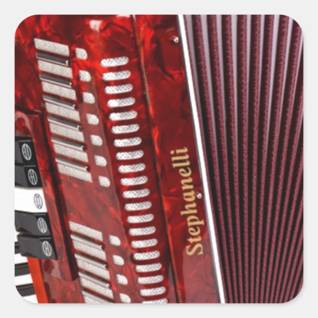 ACCORDIAN MUSICAL INSTRUMENT SQUARE STICKER (Front)