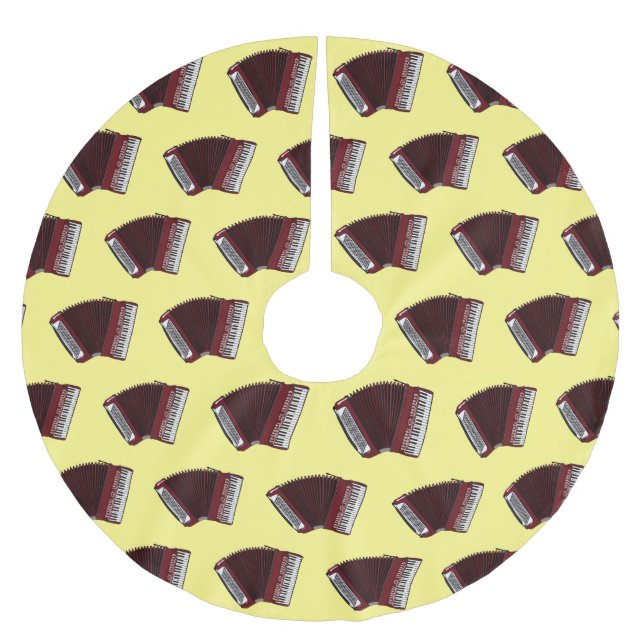 Accordion cartoon illustration brushed polyester tree skirt (Front)