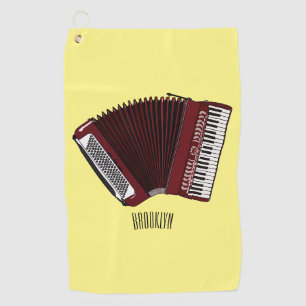 Accordion cartoon illustration golf towel