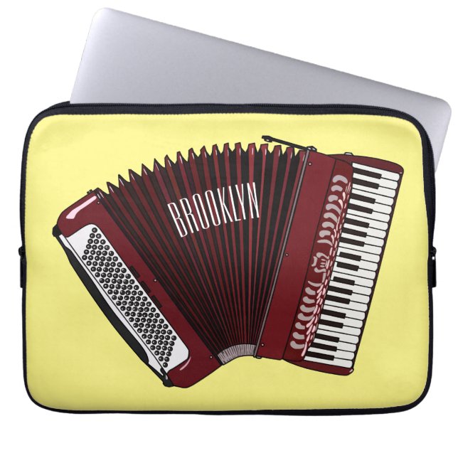 Accordion cartoon illustration laptop sleeve (Front)