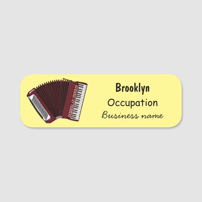 Accordion cartoon illustration name tag (Front)