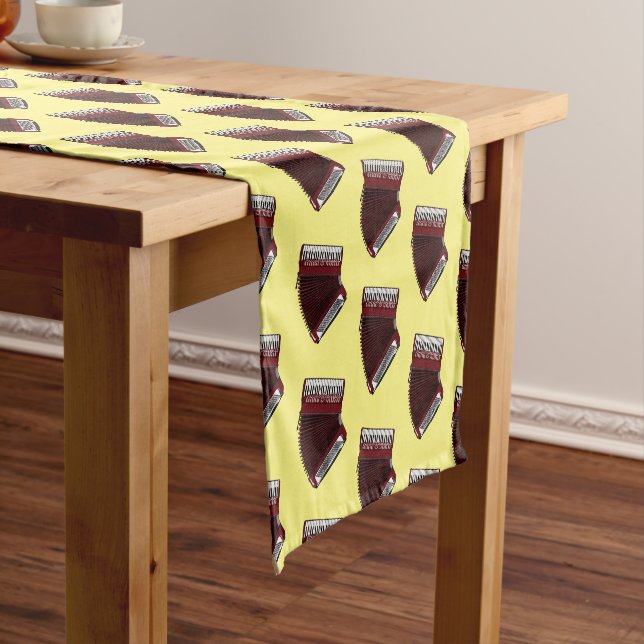Accordion cartoon illustration short table runner (In Situ)