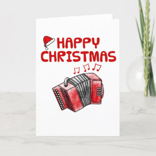 Accordion Christmas Card Folk Musician