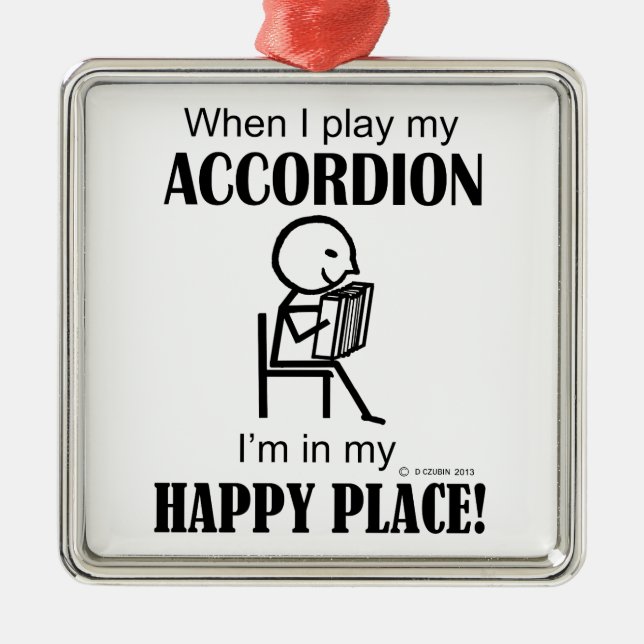 Accordion Happy Place Metal Tree Decoration (Front)