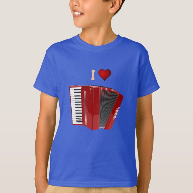 Accordion: I Love My Red Accordion T-Shirt (Front)