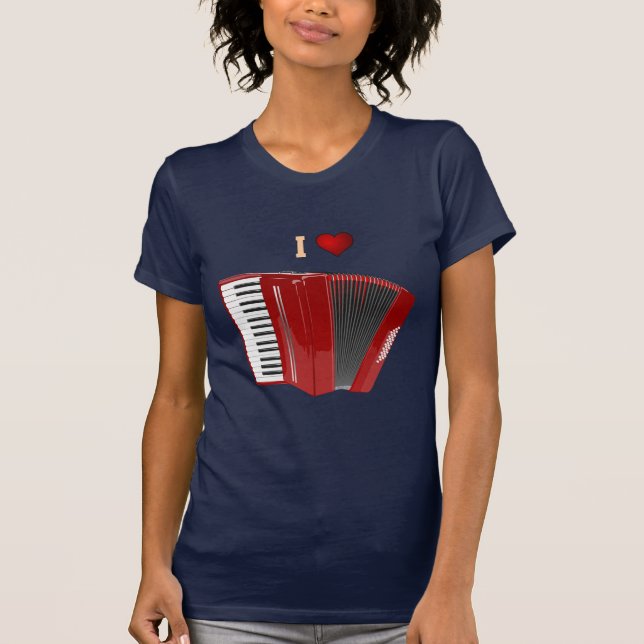 Accordion: I Love My Red Accordion t-shirt (Front)