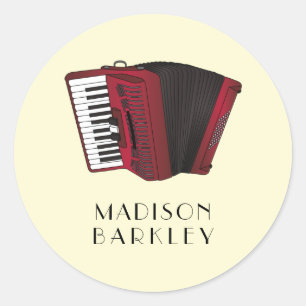Accordion Instrument Musician Music Teacher Classic Round Sticker