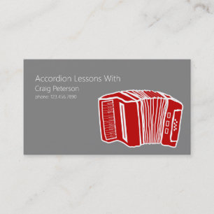 Accordion Lessons, Music Instructor Business Card