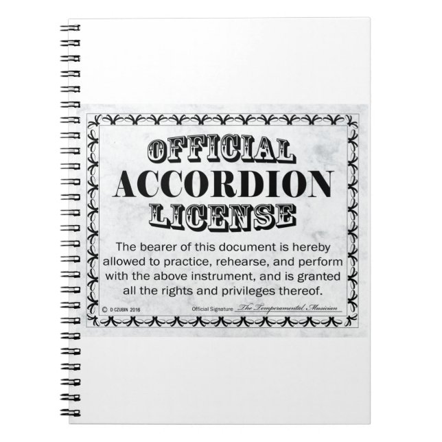 Accordion License Notebook (Front)