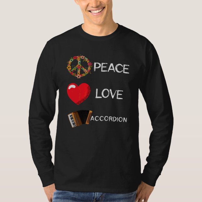 Accordion Love Peace Music Accordionist Music Flow T-Shirt (Front)