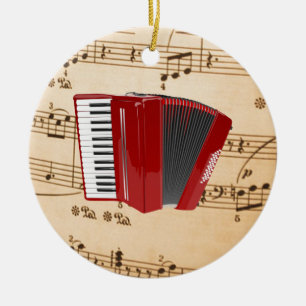 Accordion Music, popular design, Ceramic Tree Decoration