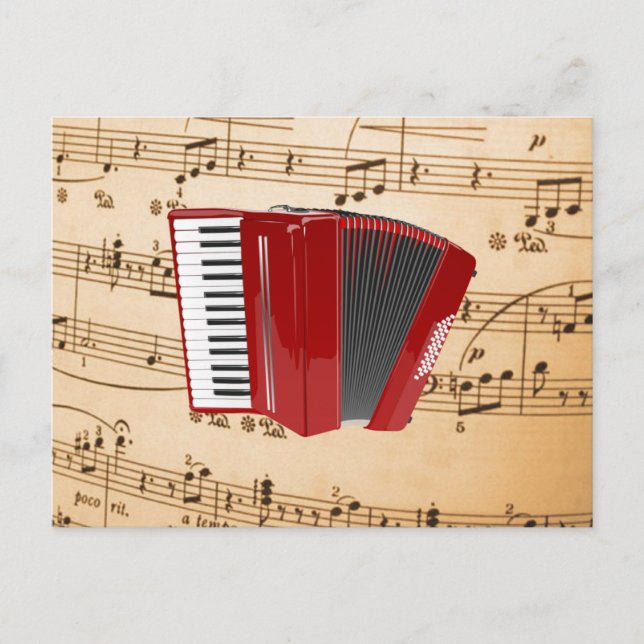 Accordion Music, popular design, Postcard (Front)