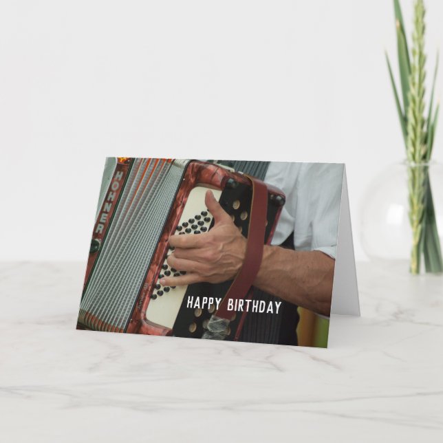 Accordion Player Accordionist Party Start Birthday Card (Front)